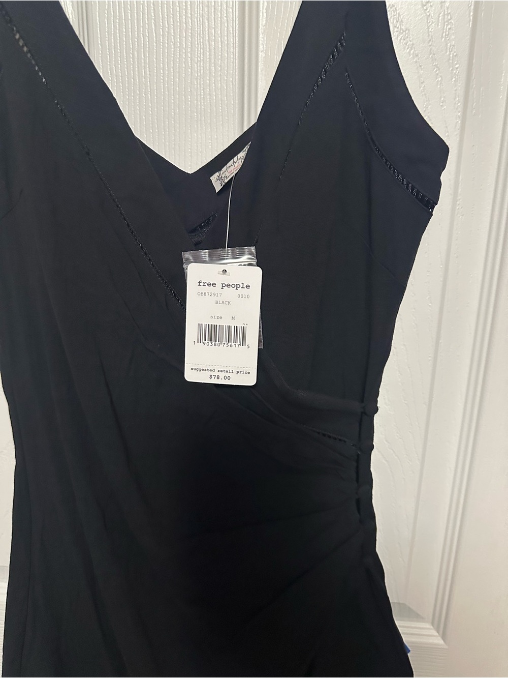 Free People Black Wrap-Front Spaghetti Strap Mini Dress - Picture 4 of 7